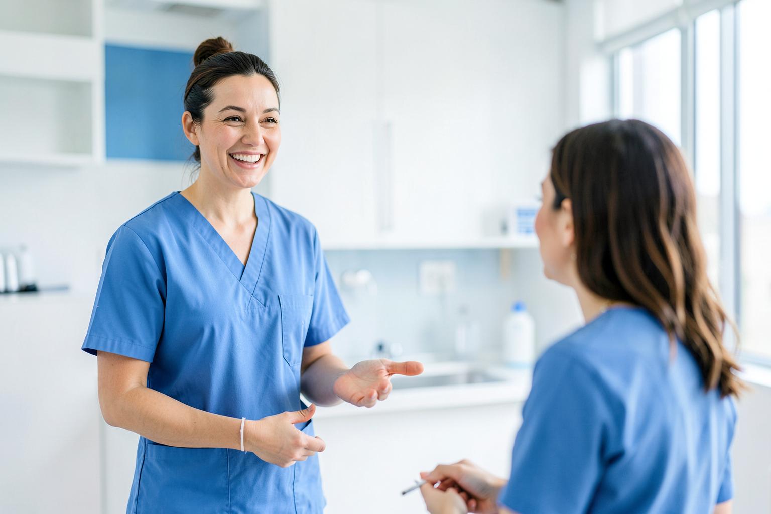 Dental team welcoming a patient in a bright modern clinic